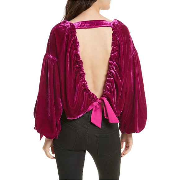 Gimme Some Lovin' Velvet Bows Slouchy Crop Top XS - Picture 5 of 8